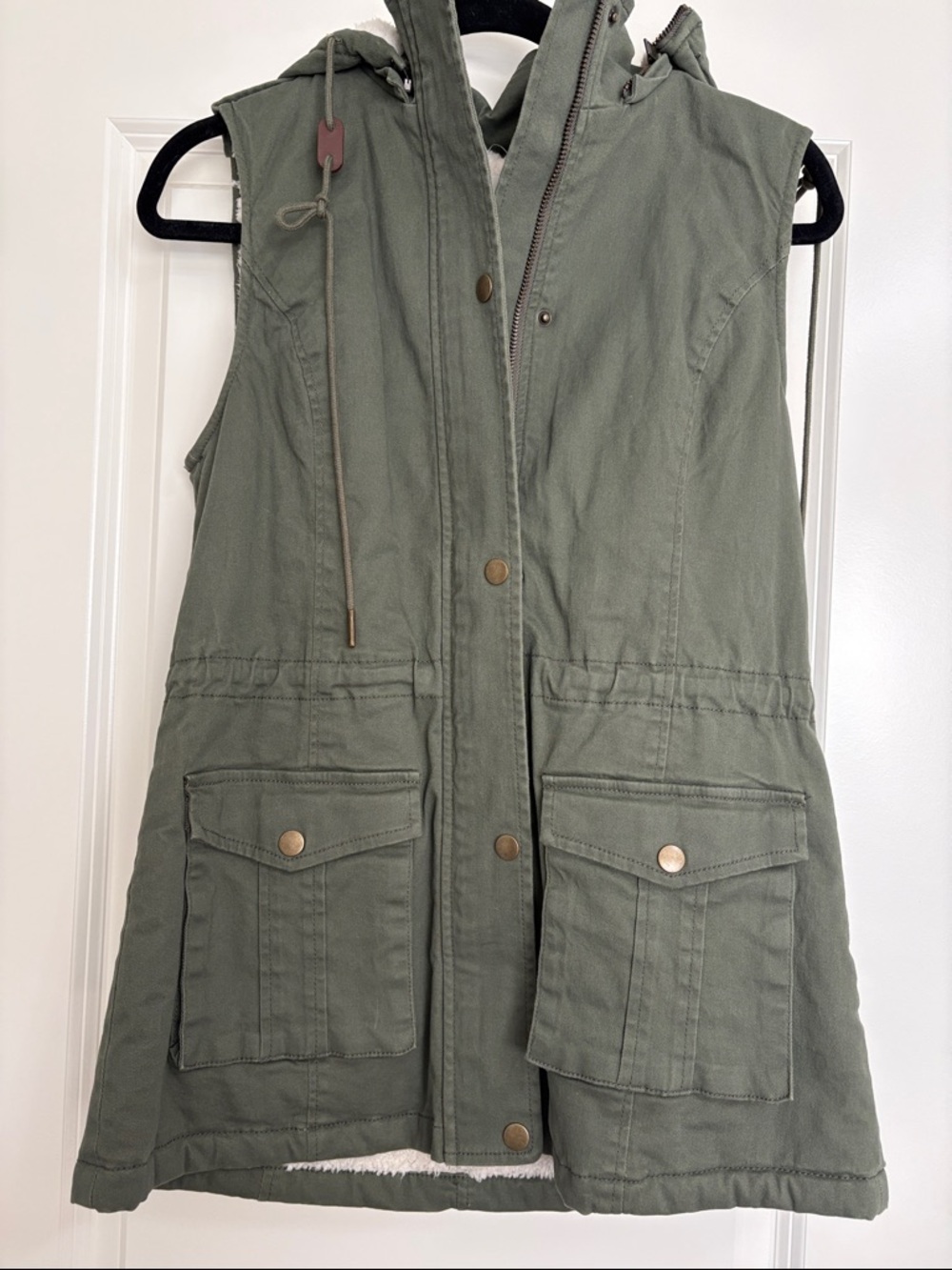 Market & Spruce Olive Green Hooded Utility Vest